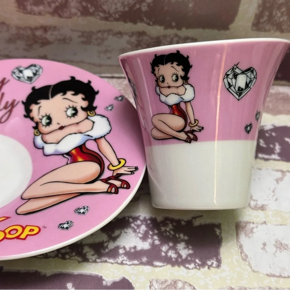 Betty Boop Pink and White Cup and Saucer Set